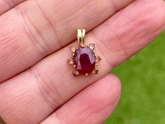 9ct Gold Ruby & Pink Tourmaline Pendant