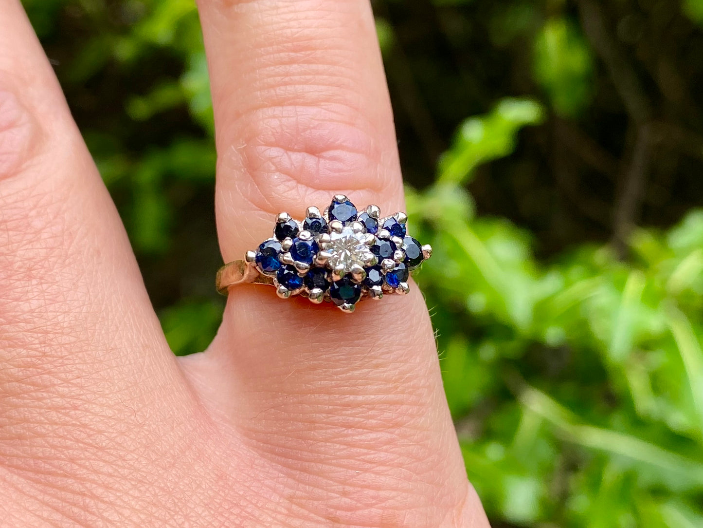 Vintage 9ct Gold Sapphire & Diamond Ring