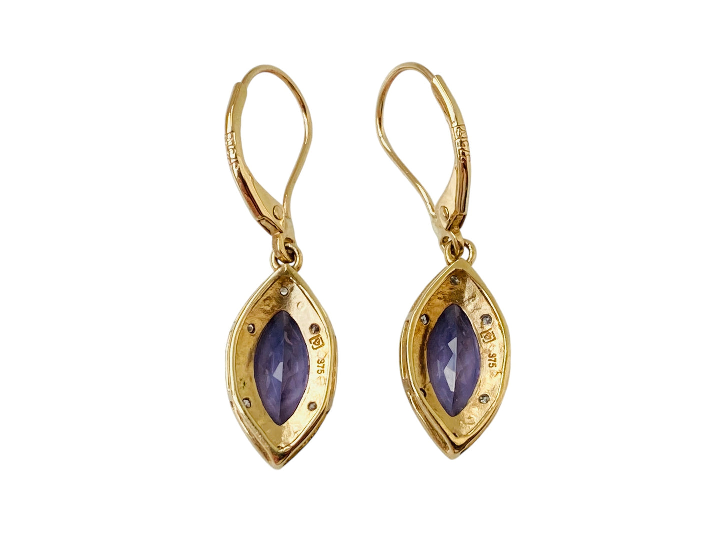 9ct Gold Amethyst & Diamond Earrings