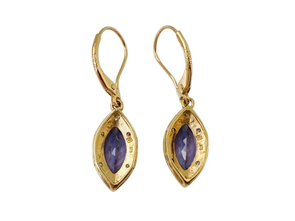 9ct Gold Amethyst & Diamond Earrings