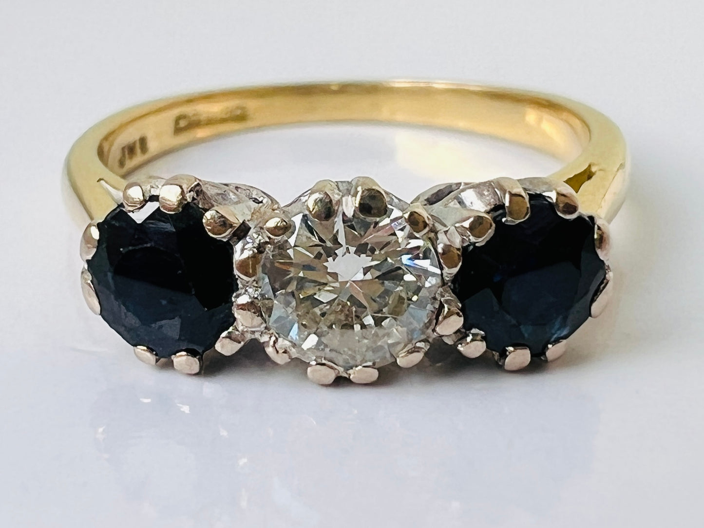 18ct Gold Sapphire & Diamond Trilogy Ring
