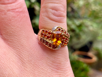 9ct Gold Citrine & Diamond Ring