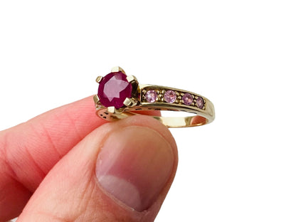 9ct Gold Ruby & Pink Sapphire Ring