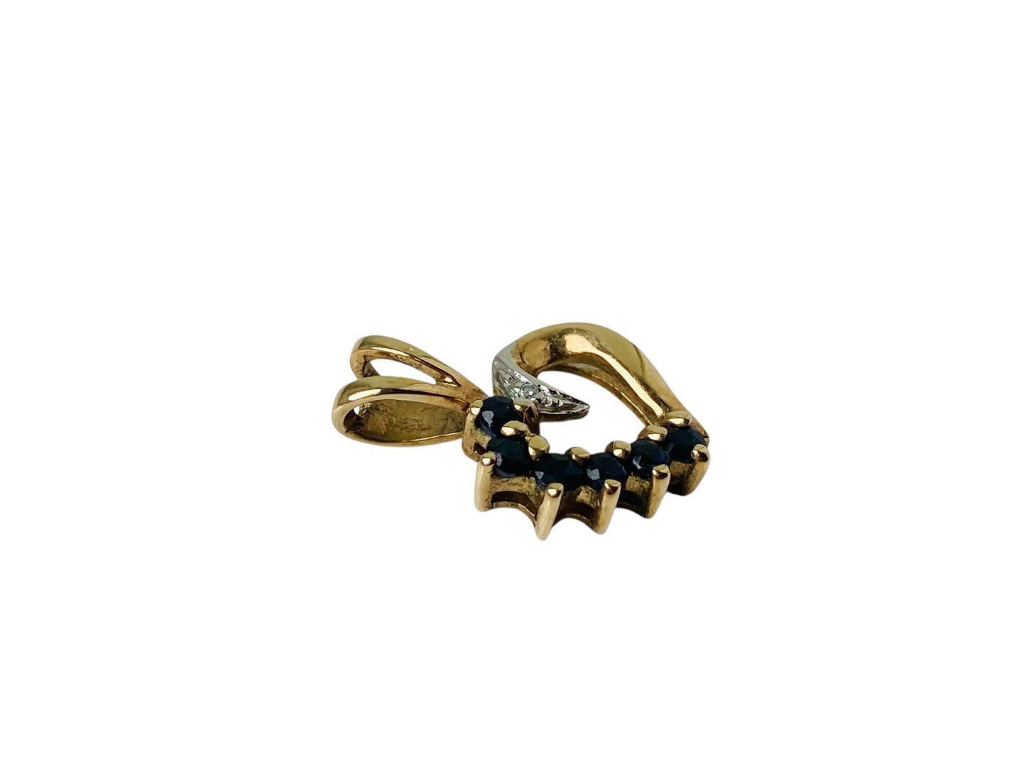 9ct Gold Sapphire & Diamond Heart Pendant