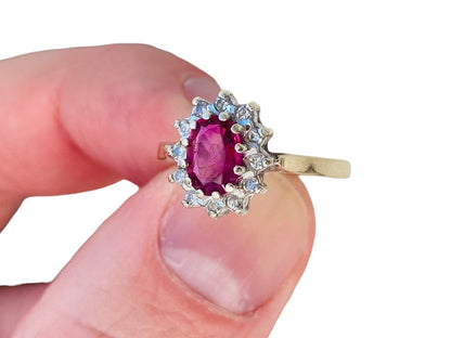 Vintage 9ct Gold Ruby & Diamond Ring