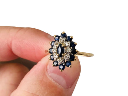 Vintage 9ct Gold Sapphire & Diamond Ring