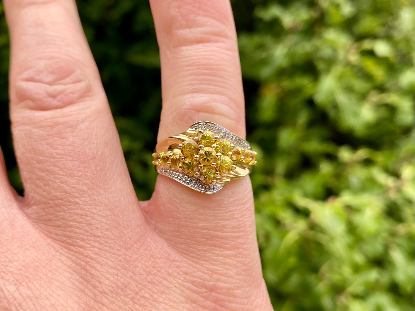 9ct Gold Yellow Sapphire & Diamond Ring