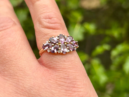 9ct Gold Purple Spinel & Diamond Ring