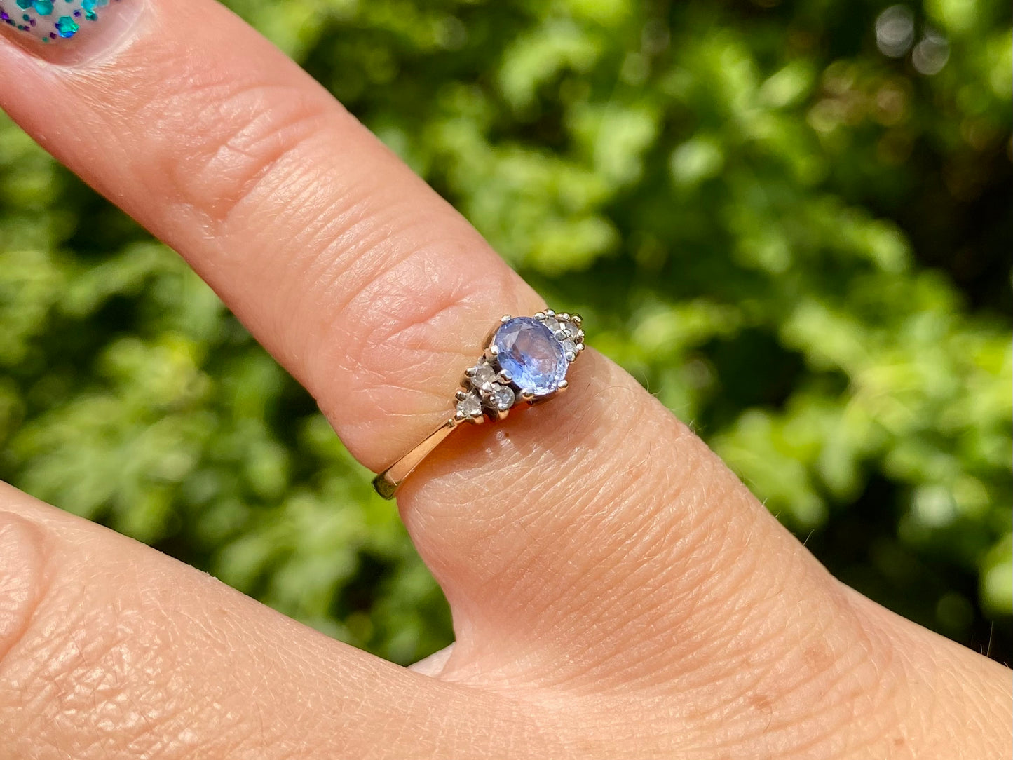 Vintage 9ct Gold Sapphire & Diamond Ring