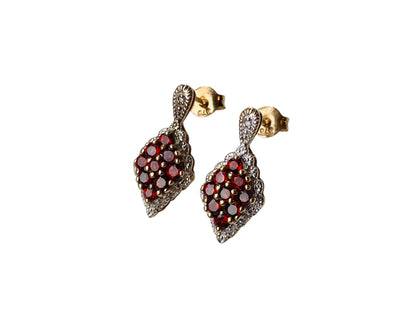 9ct Gold Garnet & Diamond Earrings