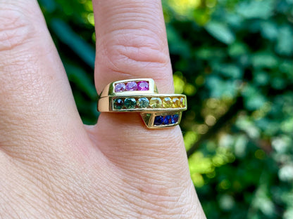 9ct Gold Multi-Coloured Sapphire Ring
