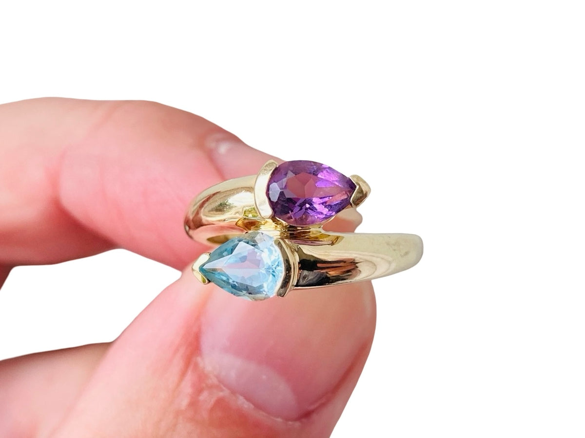 9ct Gold Topaz & Amethyst Ring