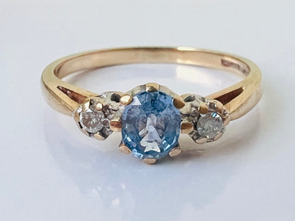 Vintage 9ct Gold Sapphire & Diamond Ring