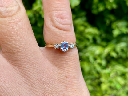 Vintage 9ct Gold Sapphire & Diamond Ring