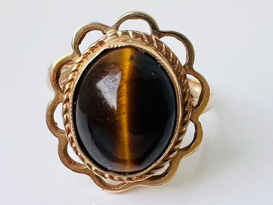 Vintage 9ct Gold Tigers Eye Ring