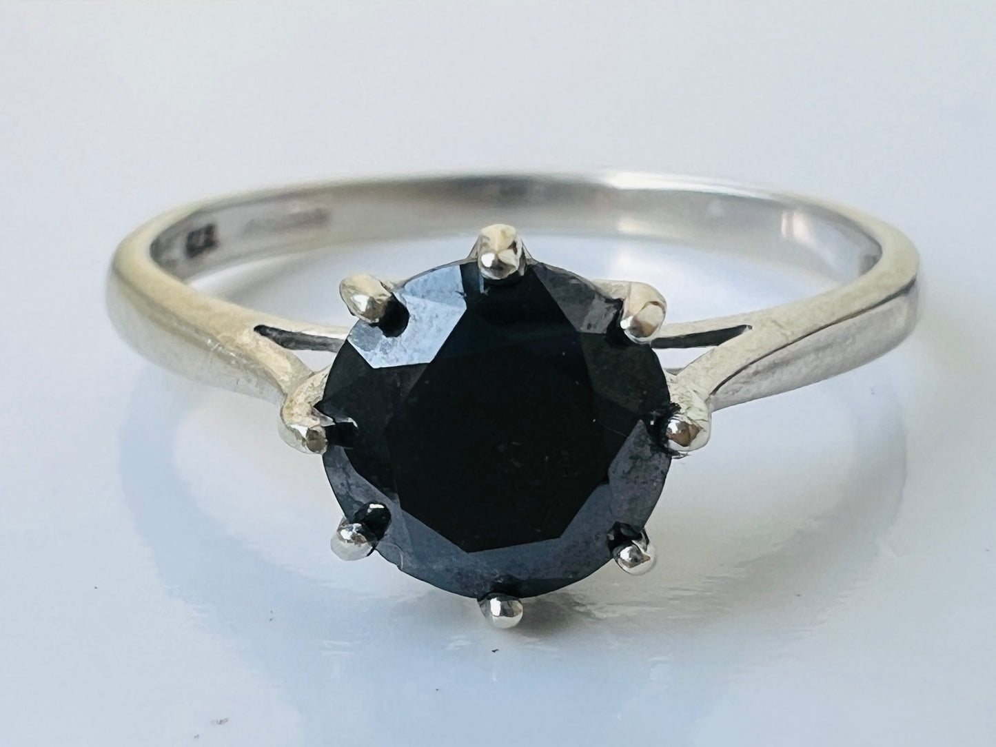 9ct Gold Black 0.75ct Diamond Solitaire Ring