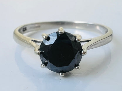 9ct Gold Black 0.75ct Diamond Solitaire Ring