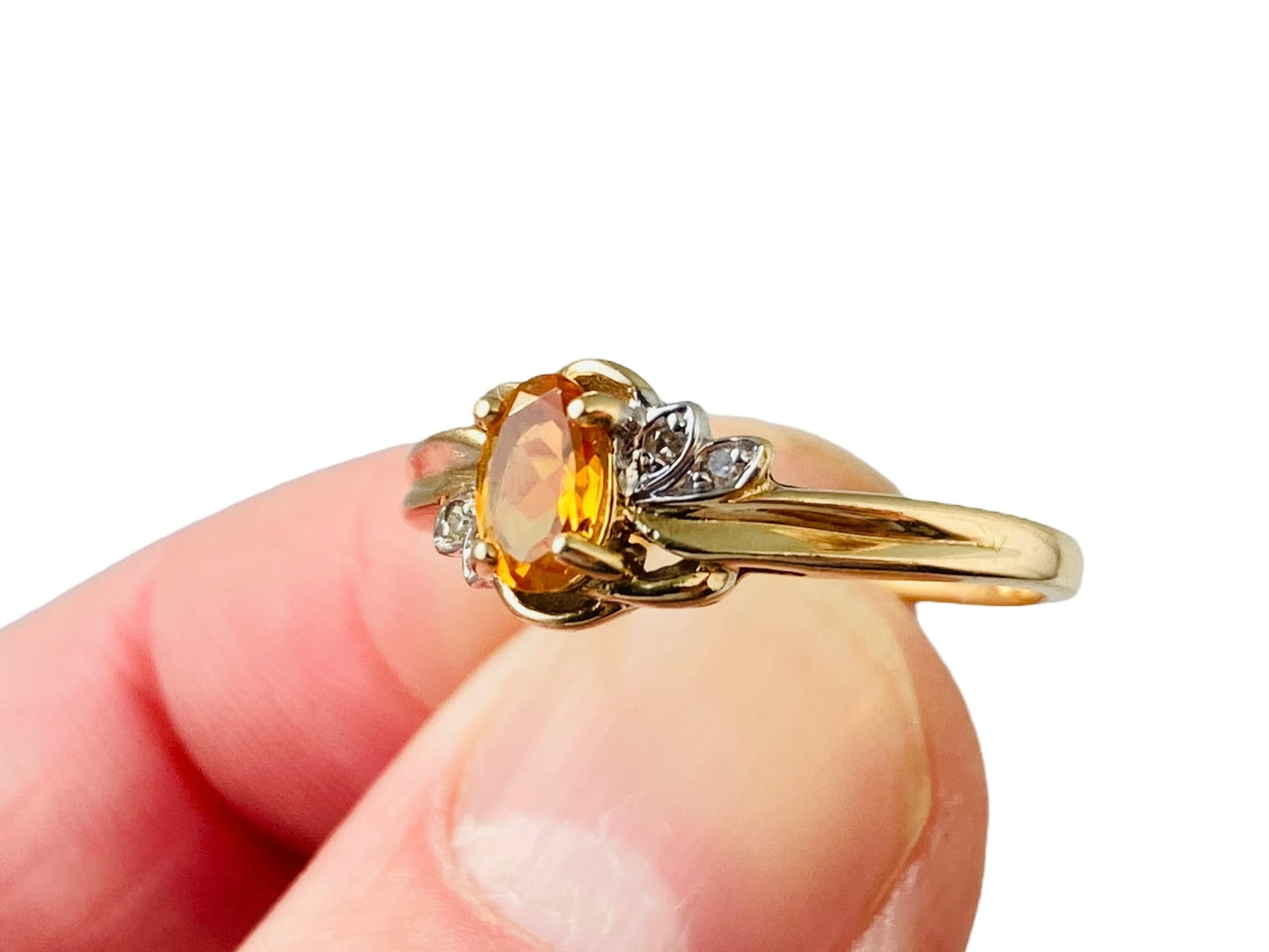 9ct Gold Citrine & Diamond Ring