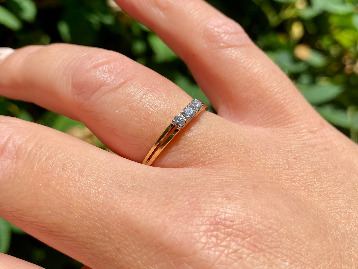 Vintage 18ct Gold Three-Stone Diamond Ring