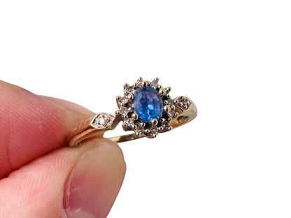 9ct Gold Sapphire & Diamond Cluster Ring