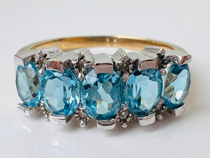 9ct Gold Topaz & Diamond Ring