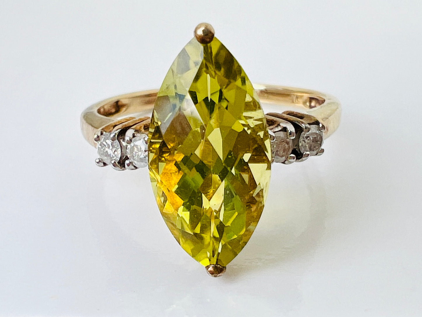 9ct Gold Lemon Quartz & Diamond Ring