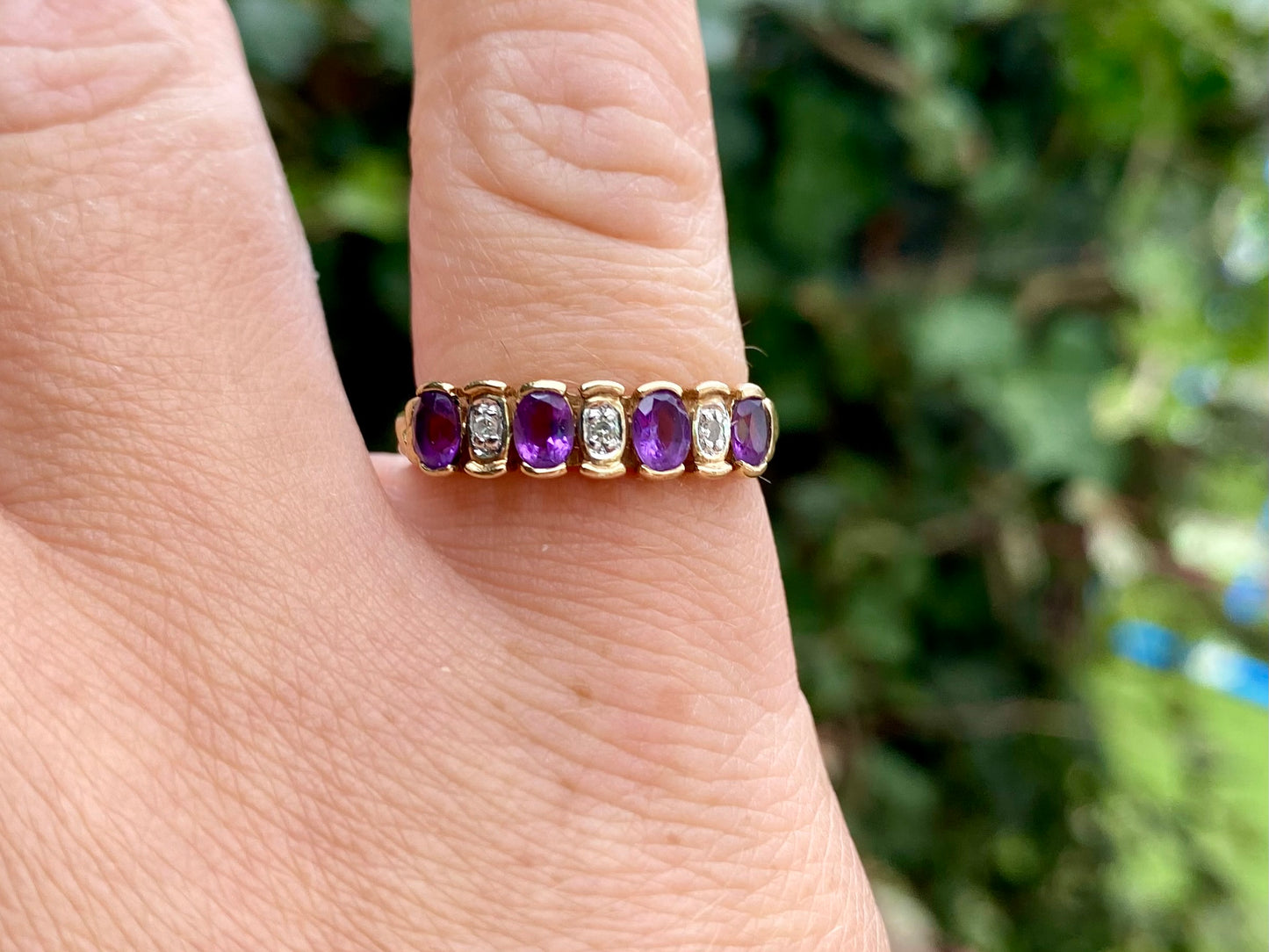 9ct Gold Amethyst & Diamond Ring