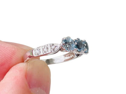 9ct Gold Sky Blue Topaz & Diamond Ring
