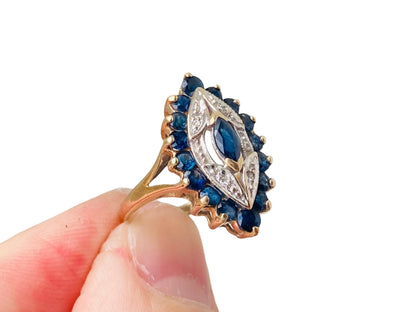 Vintage 9ct Gold Sapphire & Diamond Ring