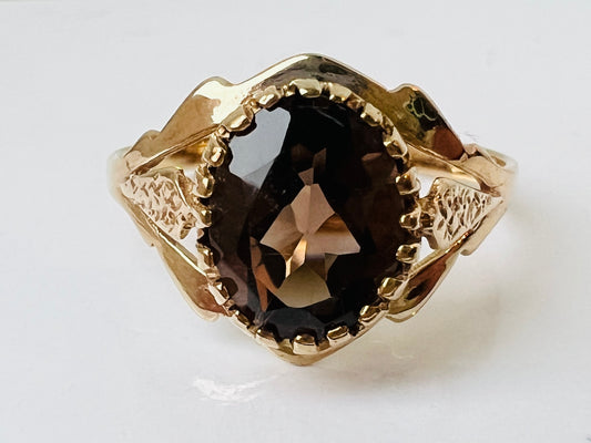 Vintage 9ct Gold Smoky Quartz Ring