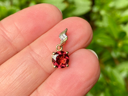 10ct Yellow Gold Rhodolite Garnet & Diamond Pendant