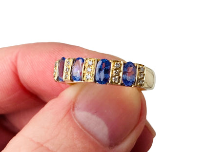 9ct Gold Tanzanite & Diamond Ring