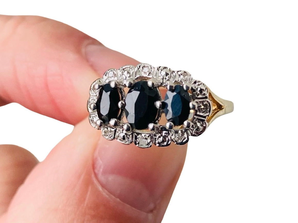 9ct Gold Sapphire & Diamond Ring