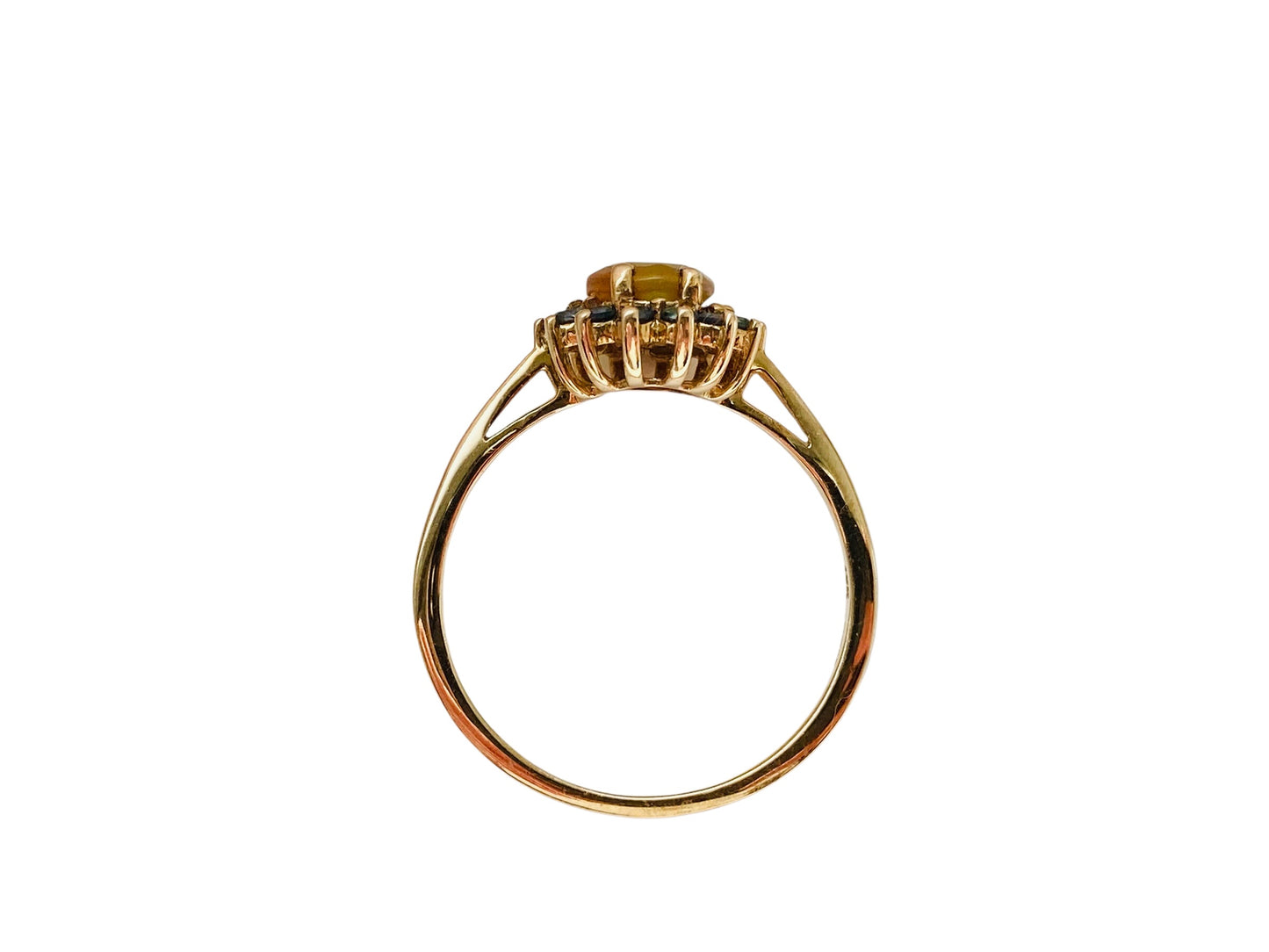 9ct Gold Opal & Green Sapphire ring