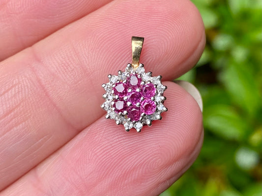 9ct Gold Ruby & Diamond Pendant