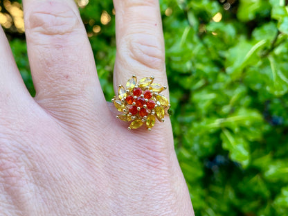 9ct Gold Yellow Sapphire & Fire Opal Ring