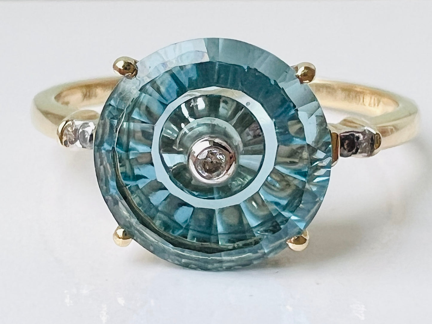 9ct Gold Lehrer Topaz & Diamond Ring