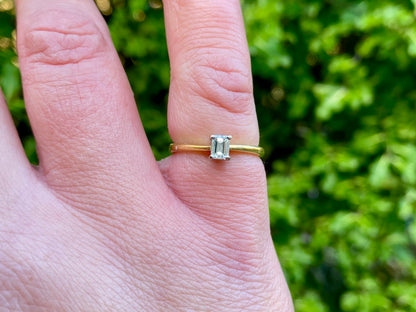 18ct Gold Emerald-Cut Diamond Solitaire Ring