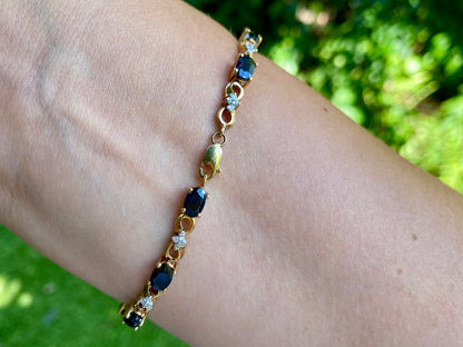9ct Gold Sapphire & Diamond Bracelet