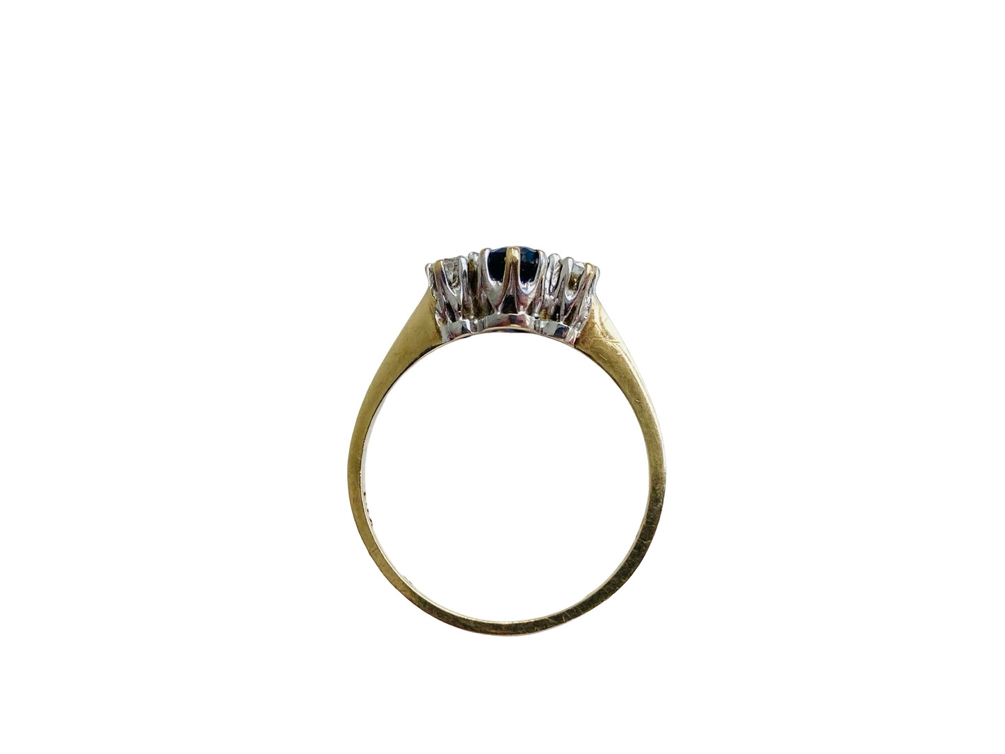 Vintage 9ct Gold Sapphire & Diamond Trilogy Ring