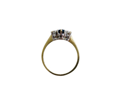 Vintage 9ct Gold Sapphire & Diamond Trilogy Ring