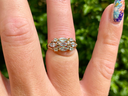9ct Gold Aquamarine & Diamond Ring