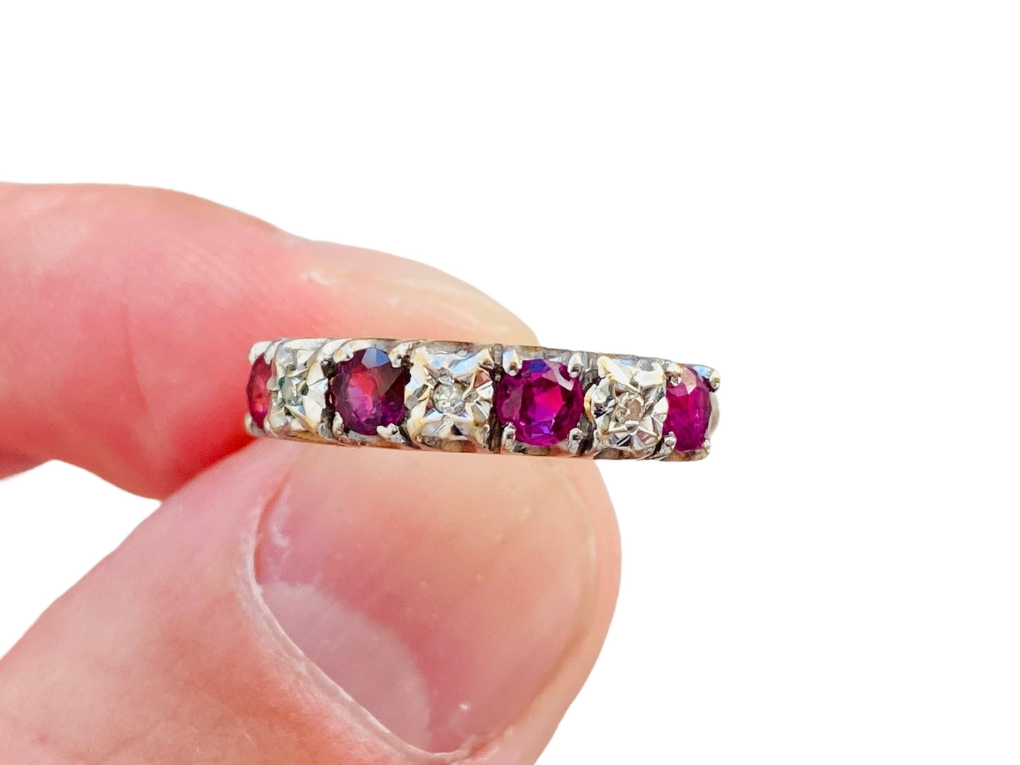 Vintage 9ct Gold Ruby & Diamond Ring