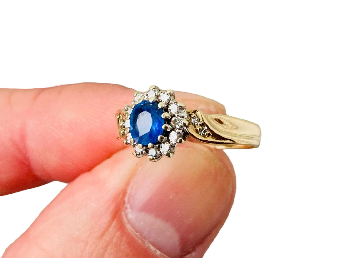 Vintage 9ct Gold Sapphire & Diamond Ring