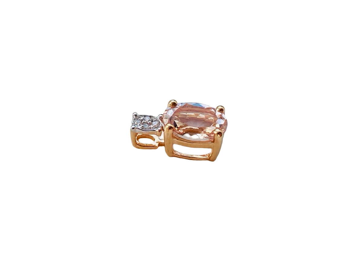 18ct Rose Gold Morganite & Diamond Pendant