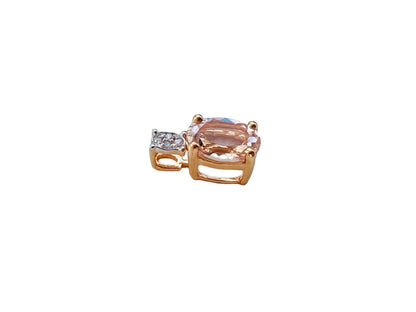 18ct Rose Gold Morganite & Diamond Pendant