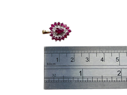 9ct Gold Ruby & Diamond Heart Pendant
