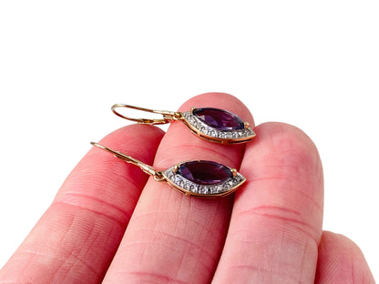 9ct Gold Amethyst & Diamond Earrings