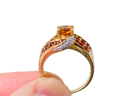 9ct Gold Citrine & Diamond Ring