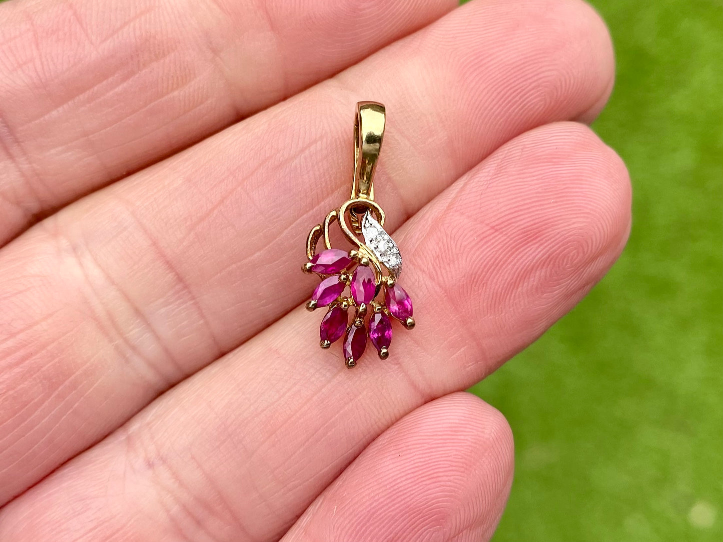 9ct Gold Ruby & Diamond Pendant